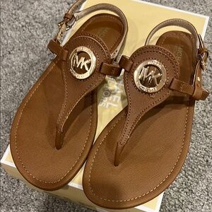 Michael Kors Brown Sandals with Gold Logo size 7.5